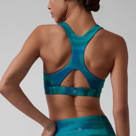 New Athleta Ultimate Printed Racerback Sport Bra Medium Impact Cup D - DD Sz XS - Picture 1 of 7
